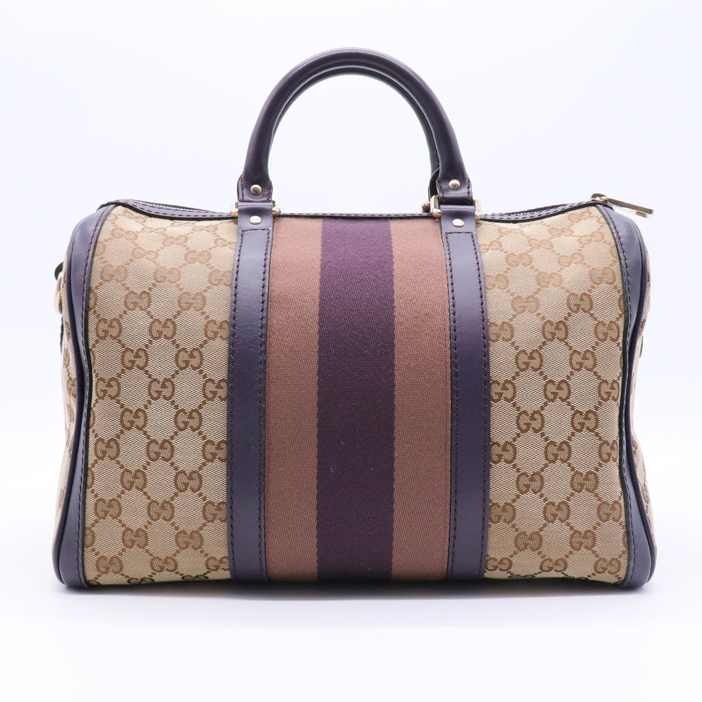 Brown GG Canvas Web Joy Boston Bag Beige twins