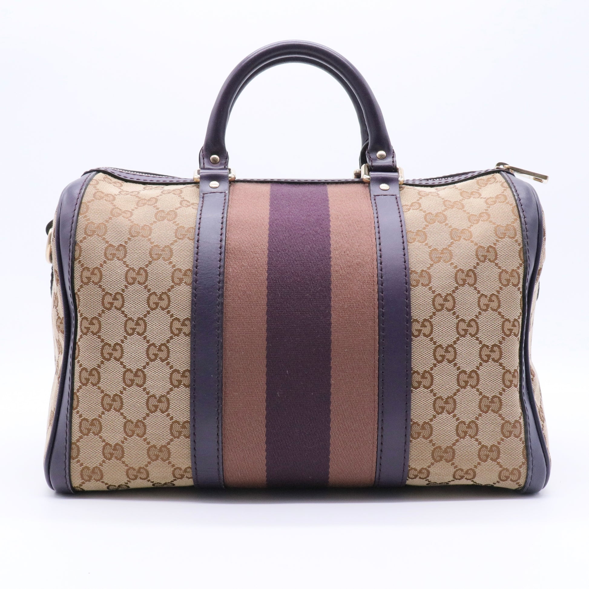 Brown GG Canvas Web Joy Boston Bag Beige twins