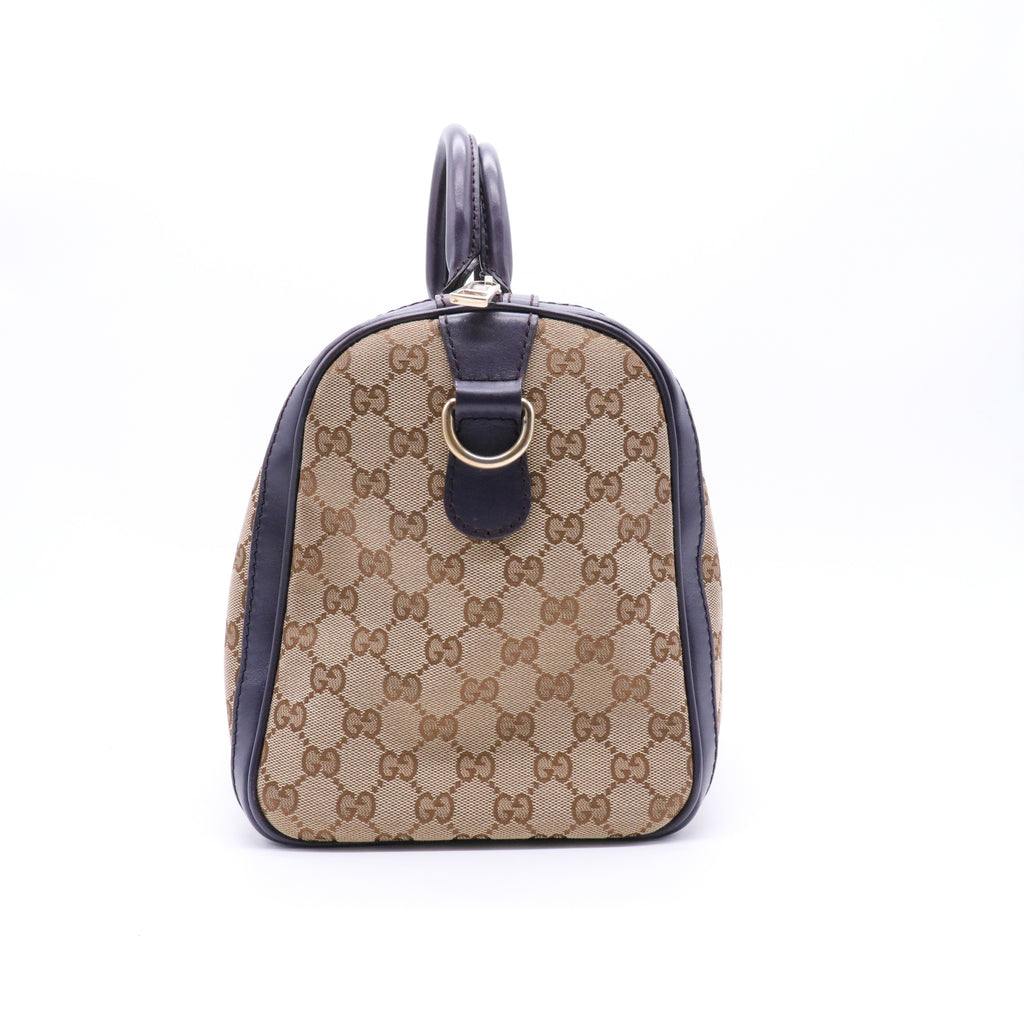 Brown GG Canvas Web Joy Boston Bag Beige twins