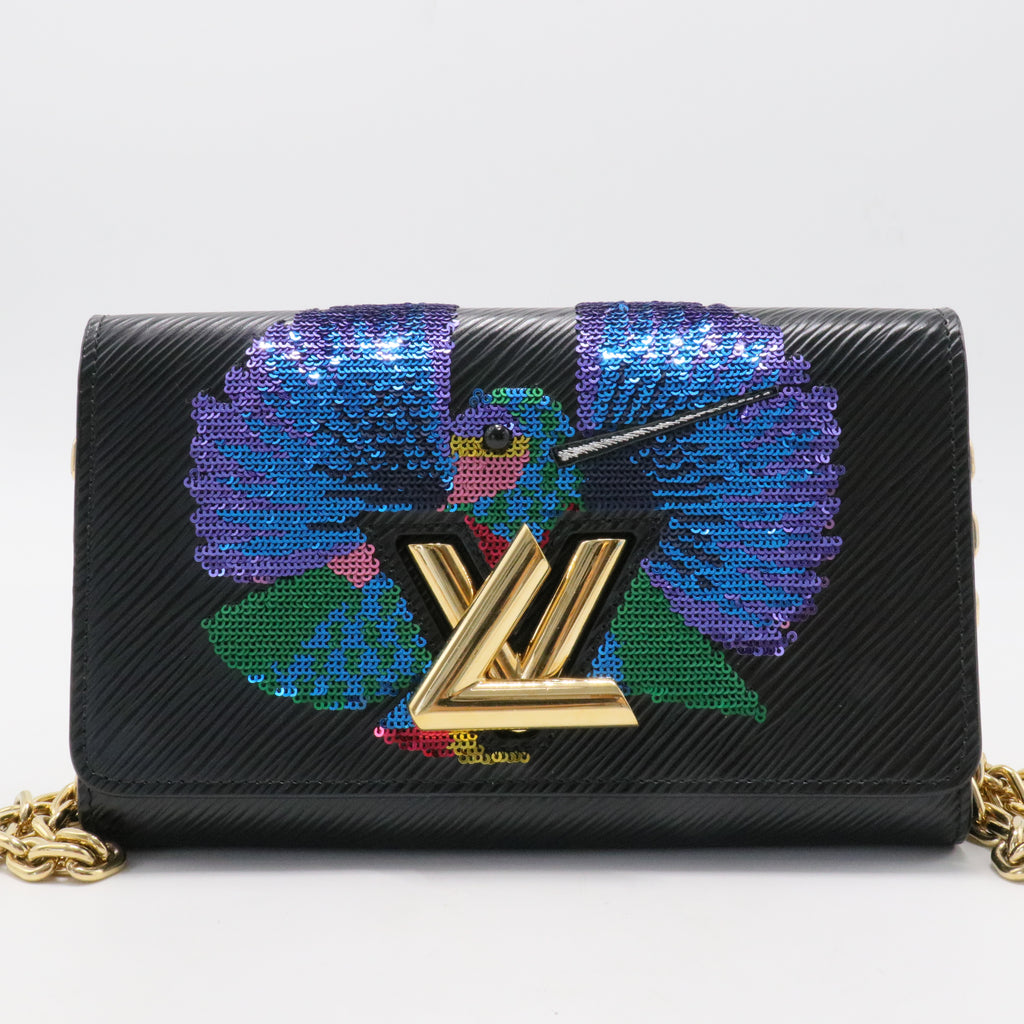 Epi Sequin Bird Twist Wallet Black