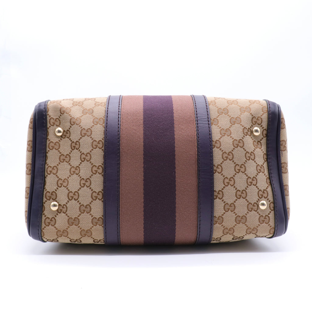 Brown GG Canvas Web Joy Boston Bag Beige twins