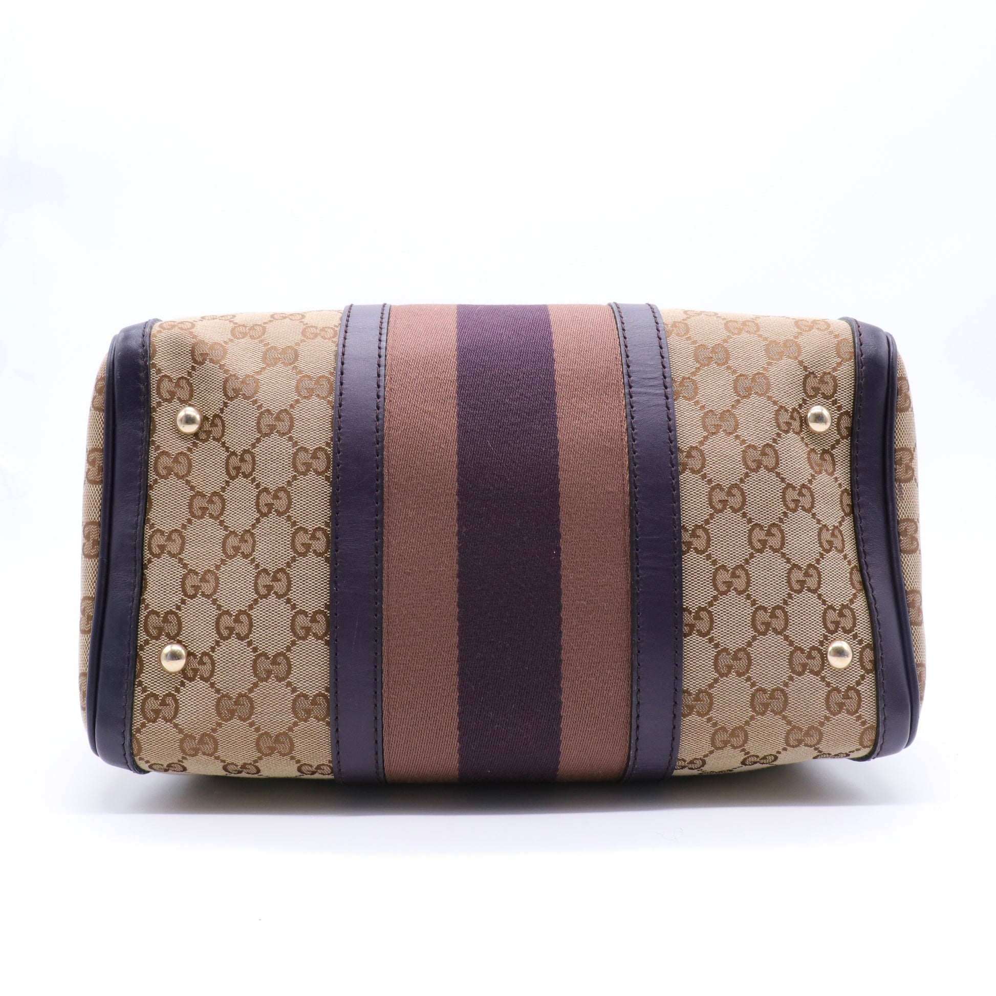 Brown GG Canvas Web Joy Boston Bag Beige twins