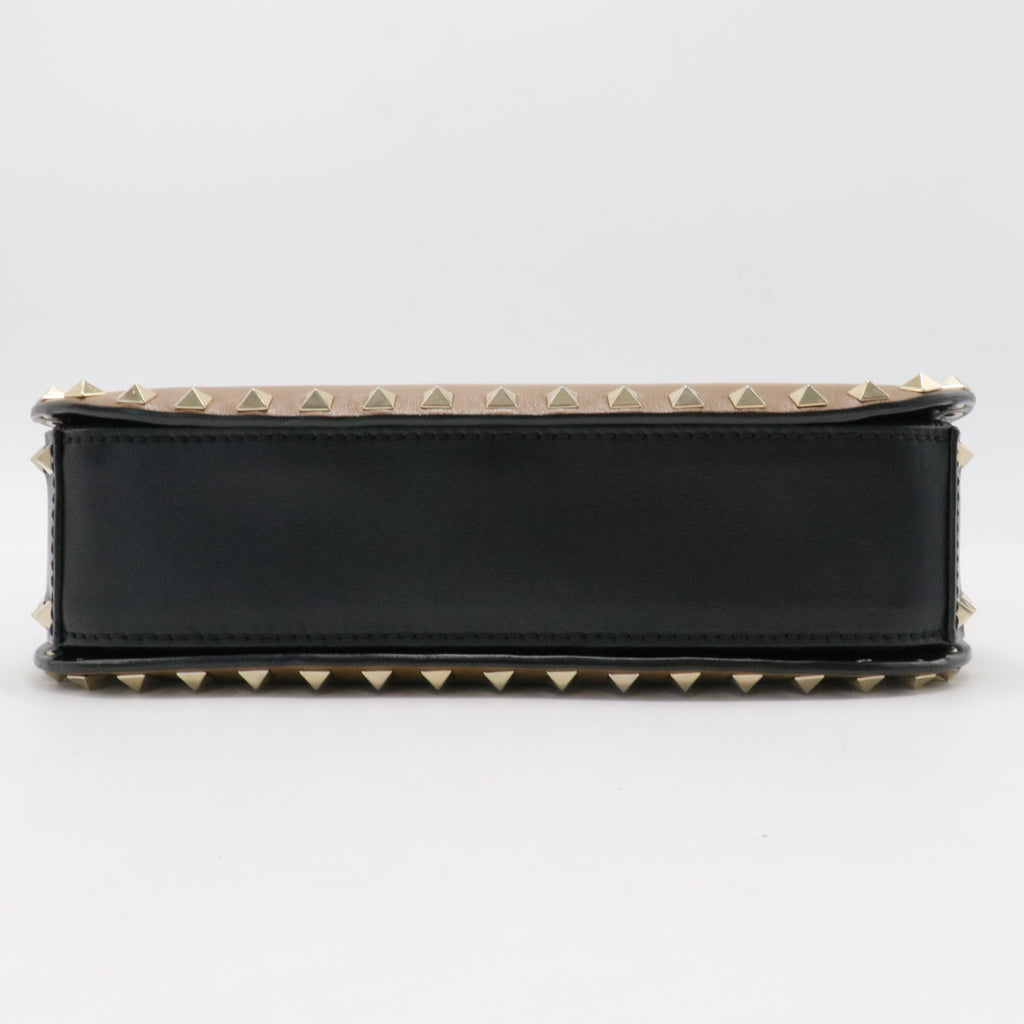 Vitello Medium Rockstud Flap Saddle Bag Nocciola for Gisel