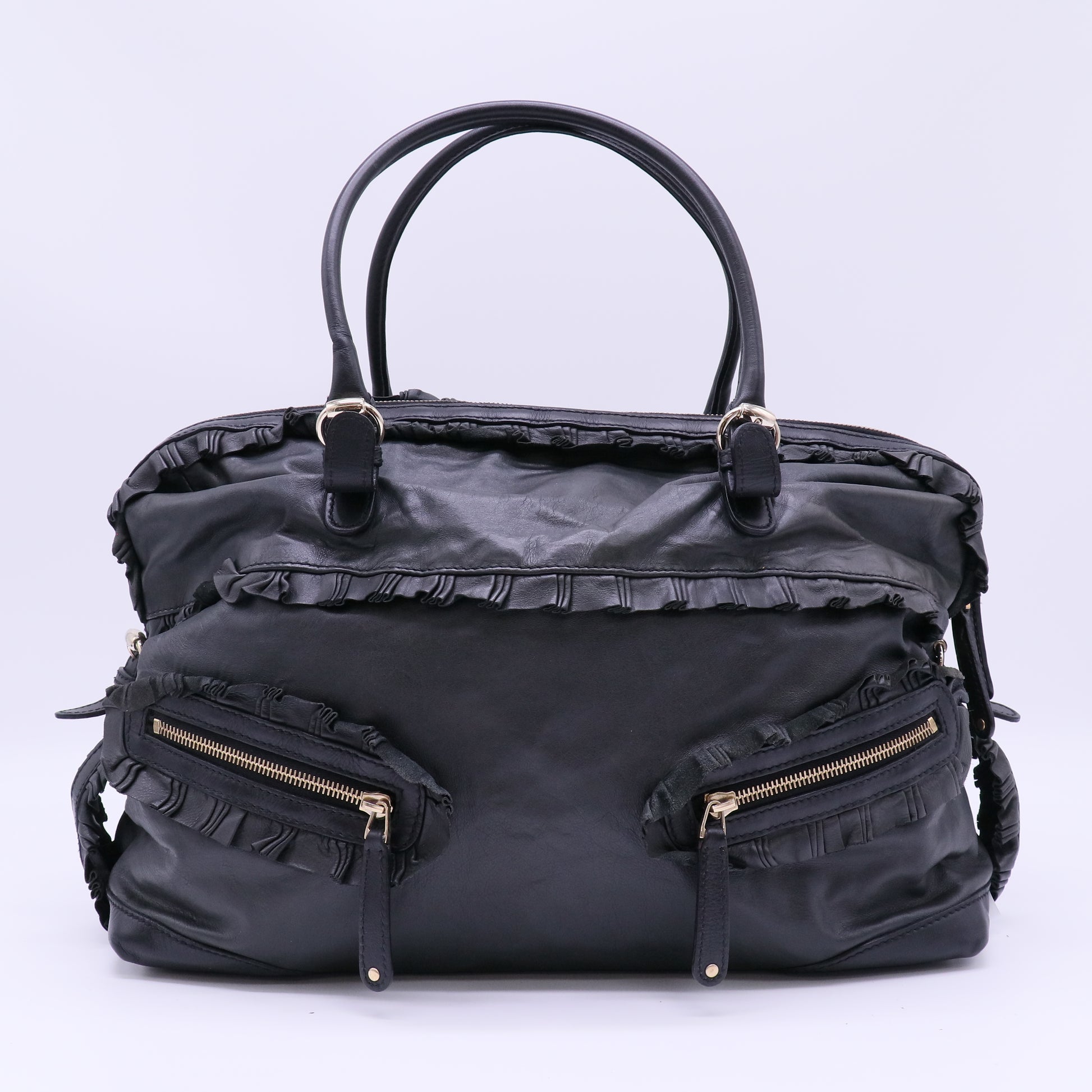 Gucci Sabrina Ruffled Leather Satchel Bag B21353