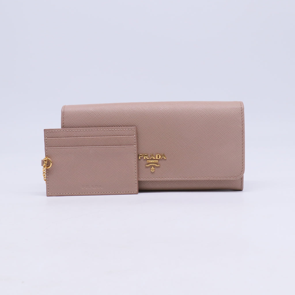 Prada Large Saffiano Leather Wallet with Pass Case W21246