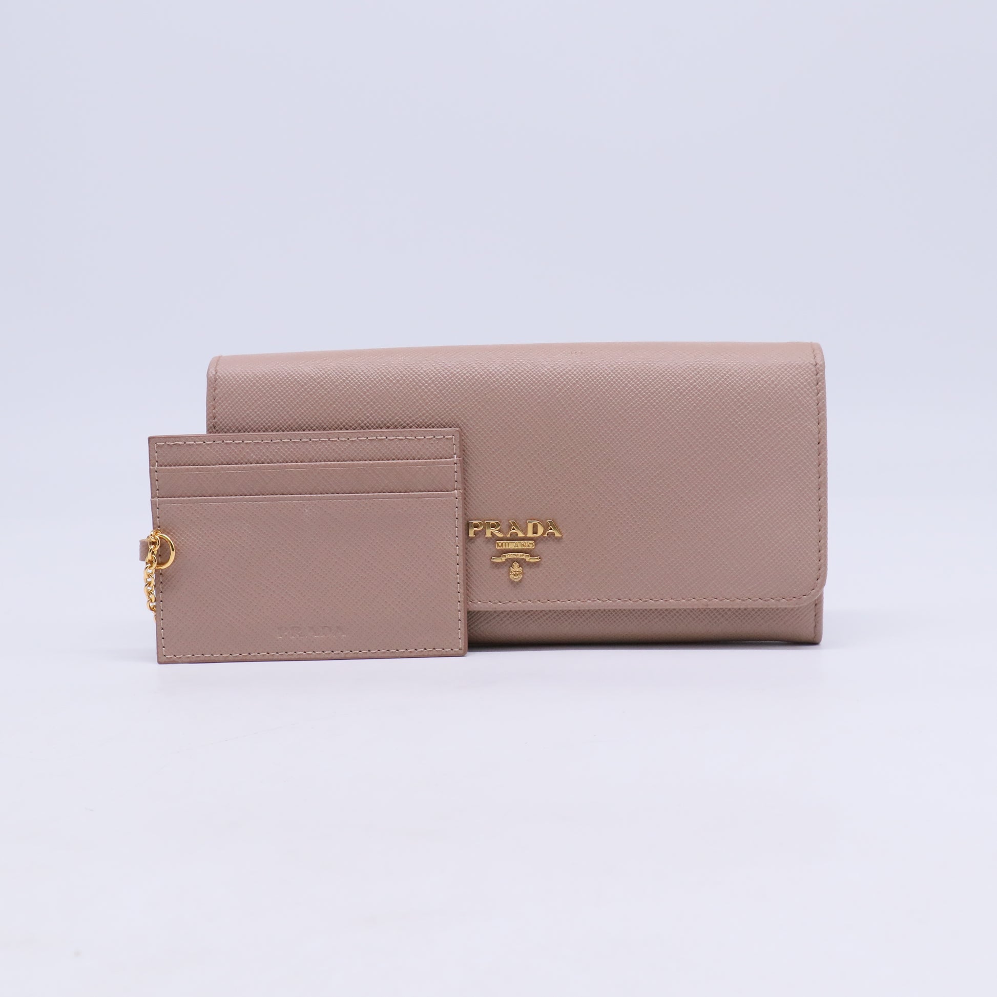 Prada Large Saffiano Leather Wallet with Pass Case W21246