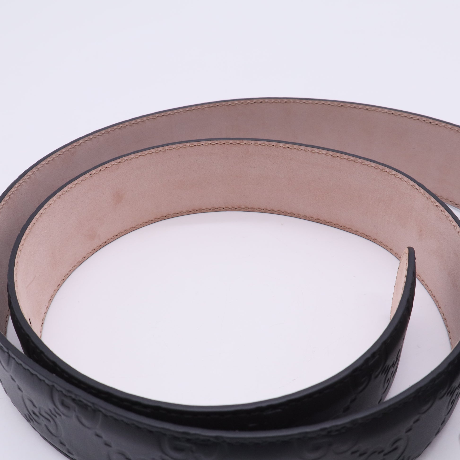 Gucci Black Guccissima Leather Interlocking G Buckle Belt twins LDJ3352