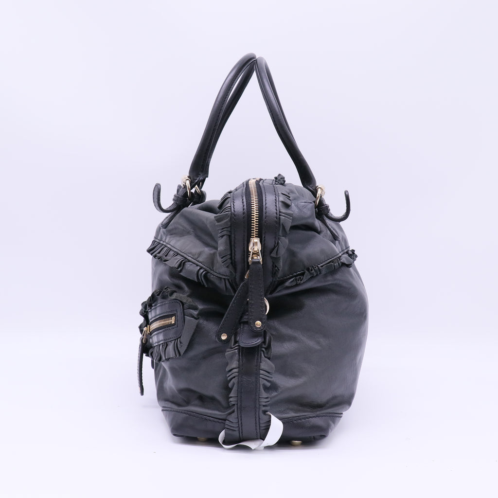 Gucci Sabrina Ruffled Leather Satchel Bag B21353