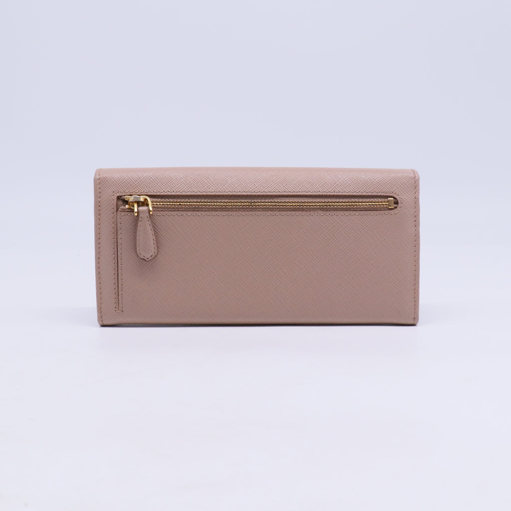 Prada Large Saffiano Leather Wallet with Pass Case W21246