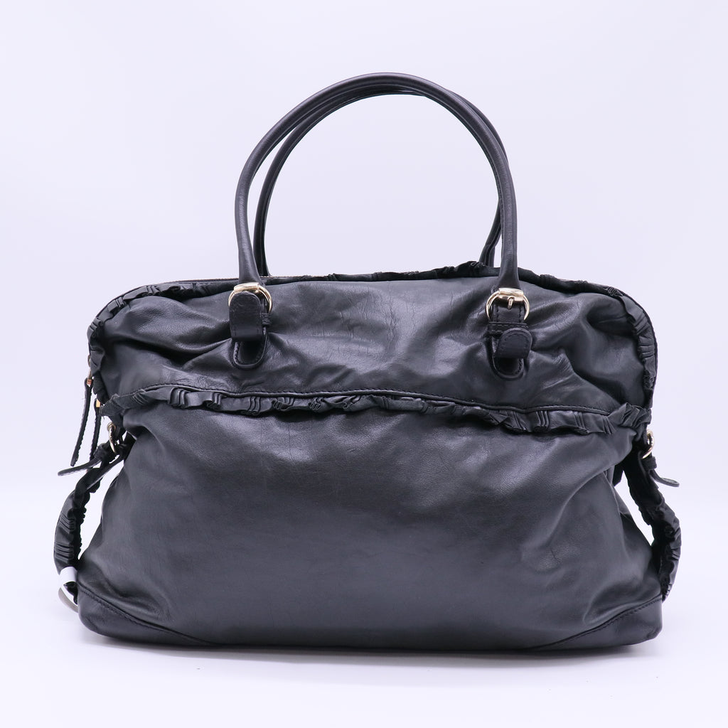 Gucci Sabrina Ruffled Leather Satchel Bag B21353
