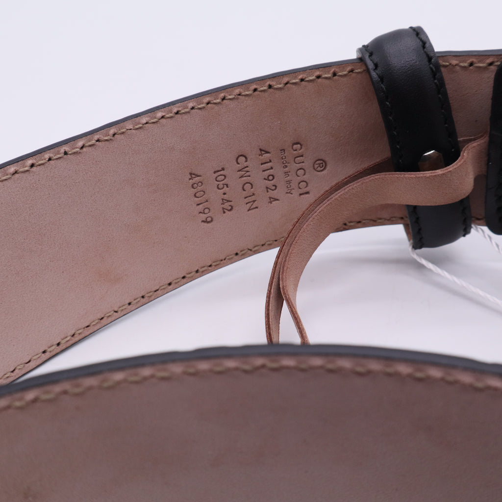 Gucci Black Guccissima Leather Interlocking G Buckle Belt twins LDJ3352