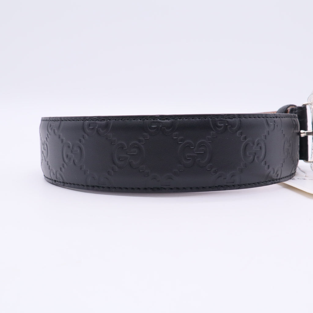 Gucci Black Guccissima Leather Interlocking G Buckle Belt twins LDJ3352
