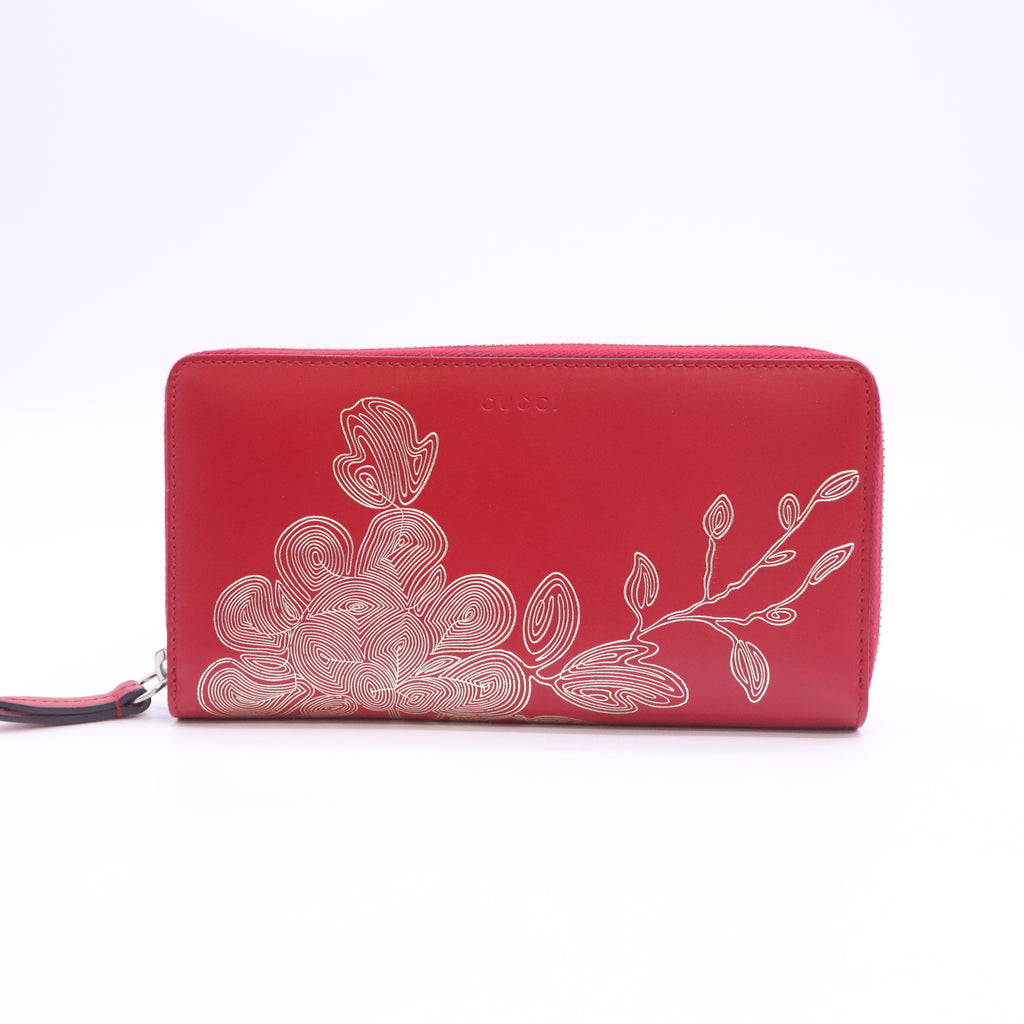 Gucci Chinese New Year Edition Floral Line-Art Zip-Around Wallet W23452