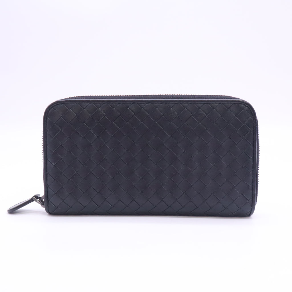 Nappa Intrecciato Zip Around Wallet Black W23352