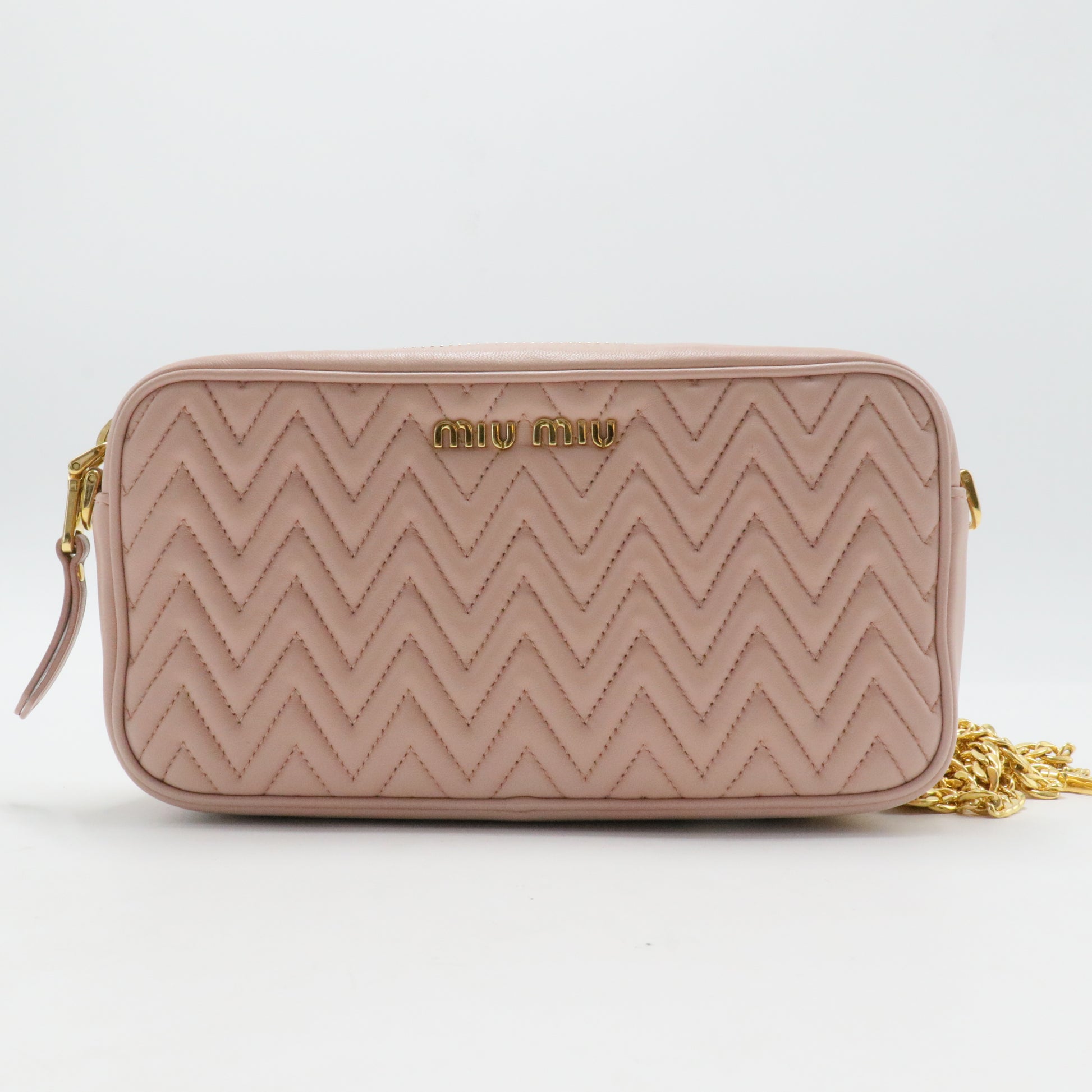 Matelassé Leather Camera Bag Small Pink