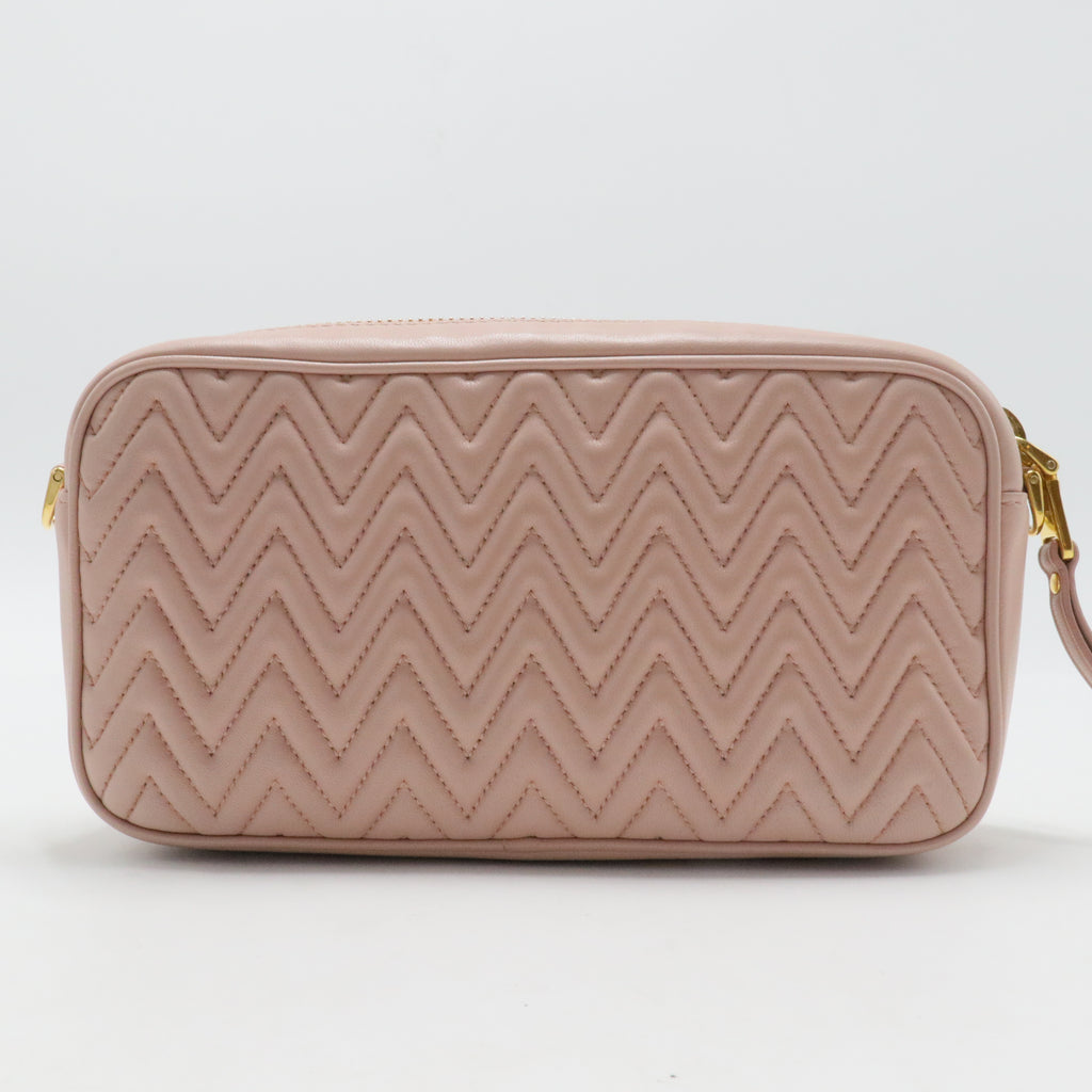 Matelassé Leather Camera Bag Small Pink