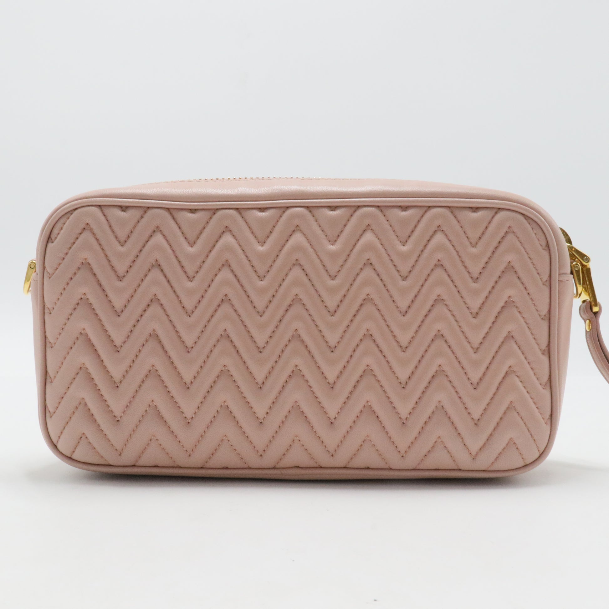 Matelassé Leather Camera Bag Small Pink