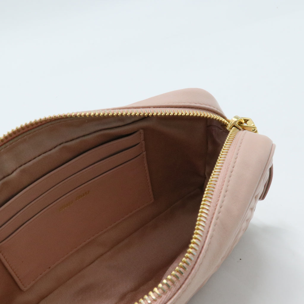 Matelassé Leather Camera Bag Small Pink