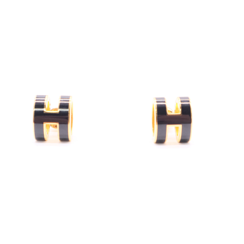 Hermes black enamel earrings W20083 twins