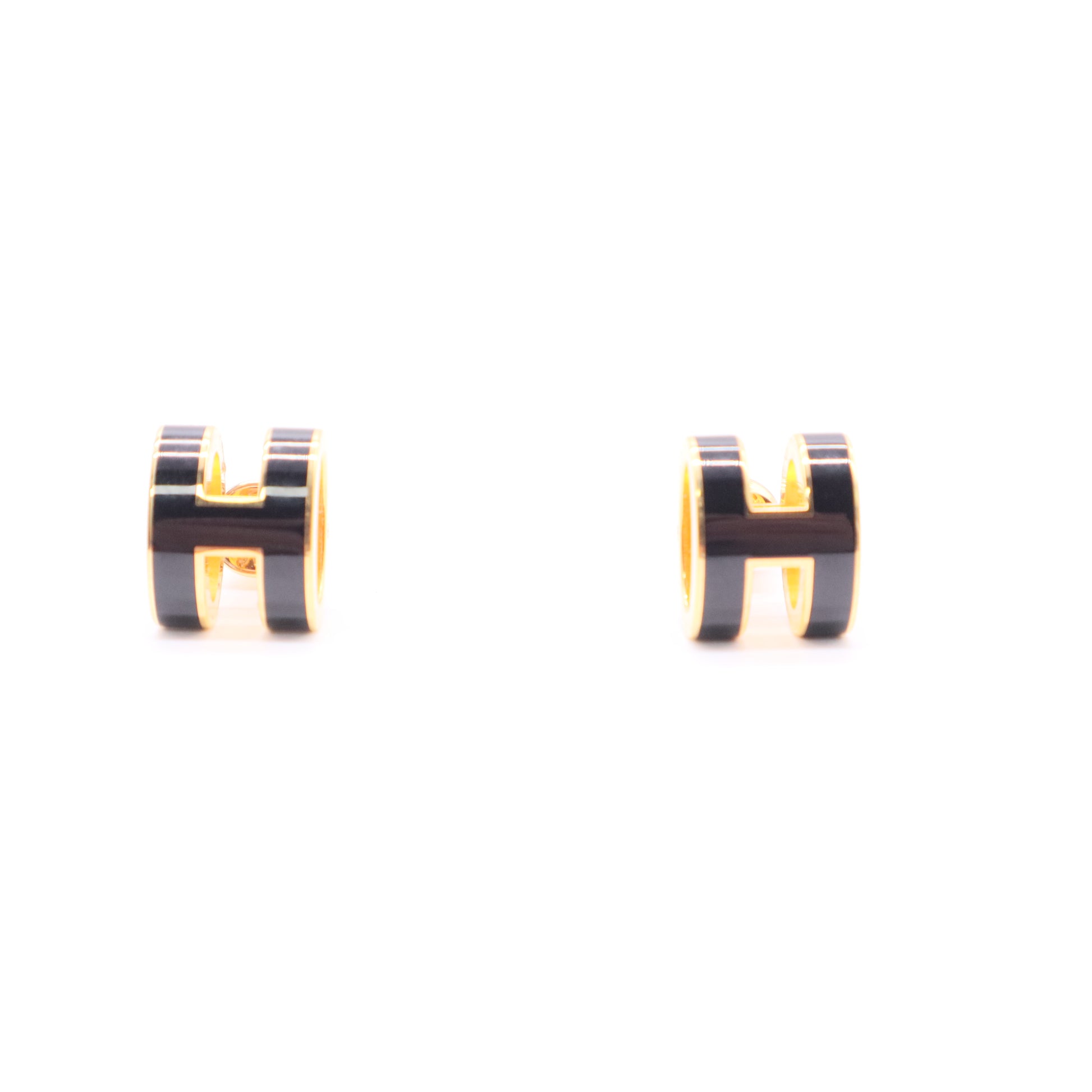 Hermes black enamel earrings W20083 twins