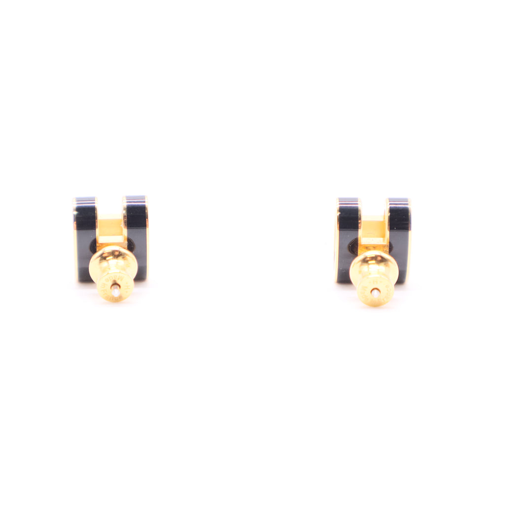 Hermes black enamel earrings W20083 twins
