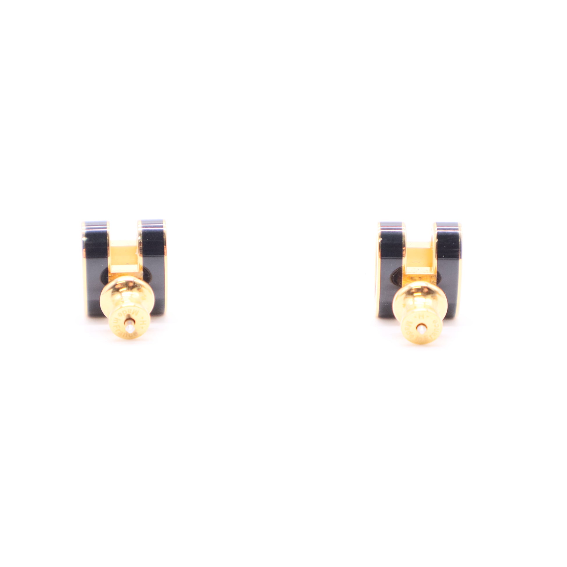 Hermes black enamel earrings W20083 twins