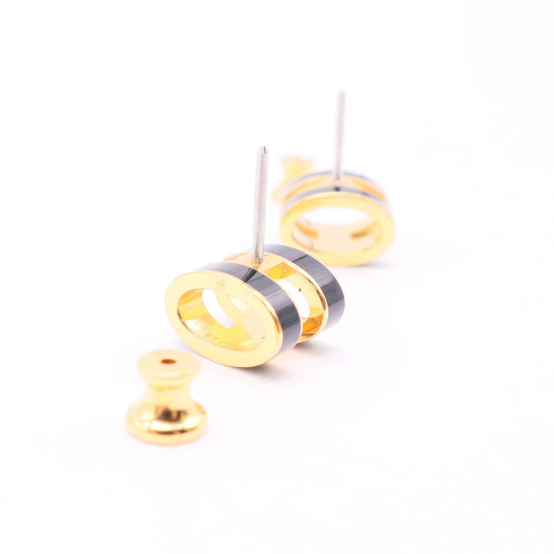 Hermes black enamel earrings W20083 twins