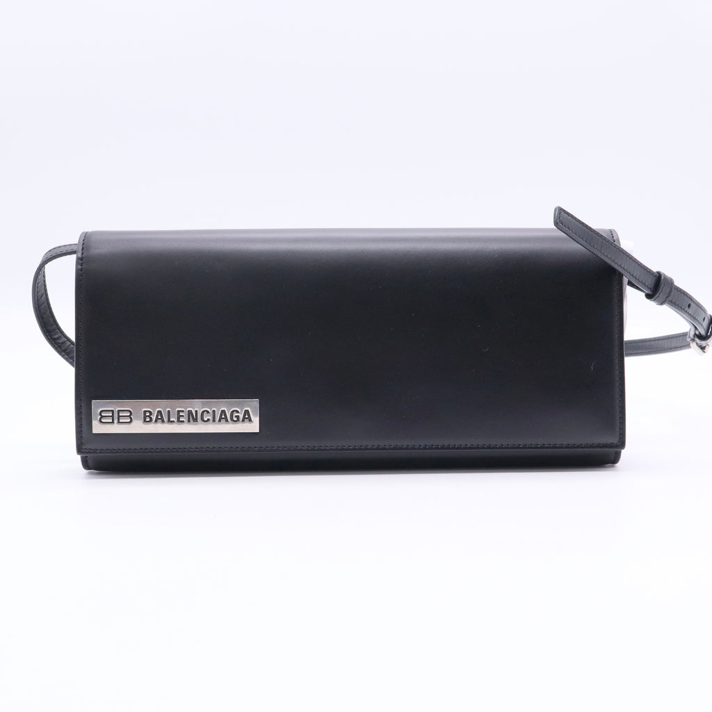 Black Leather Everyday Wallet on Chain Crossbody Bag TWINS B20576