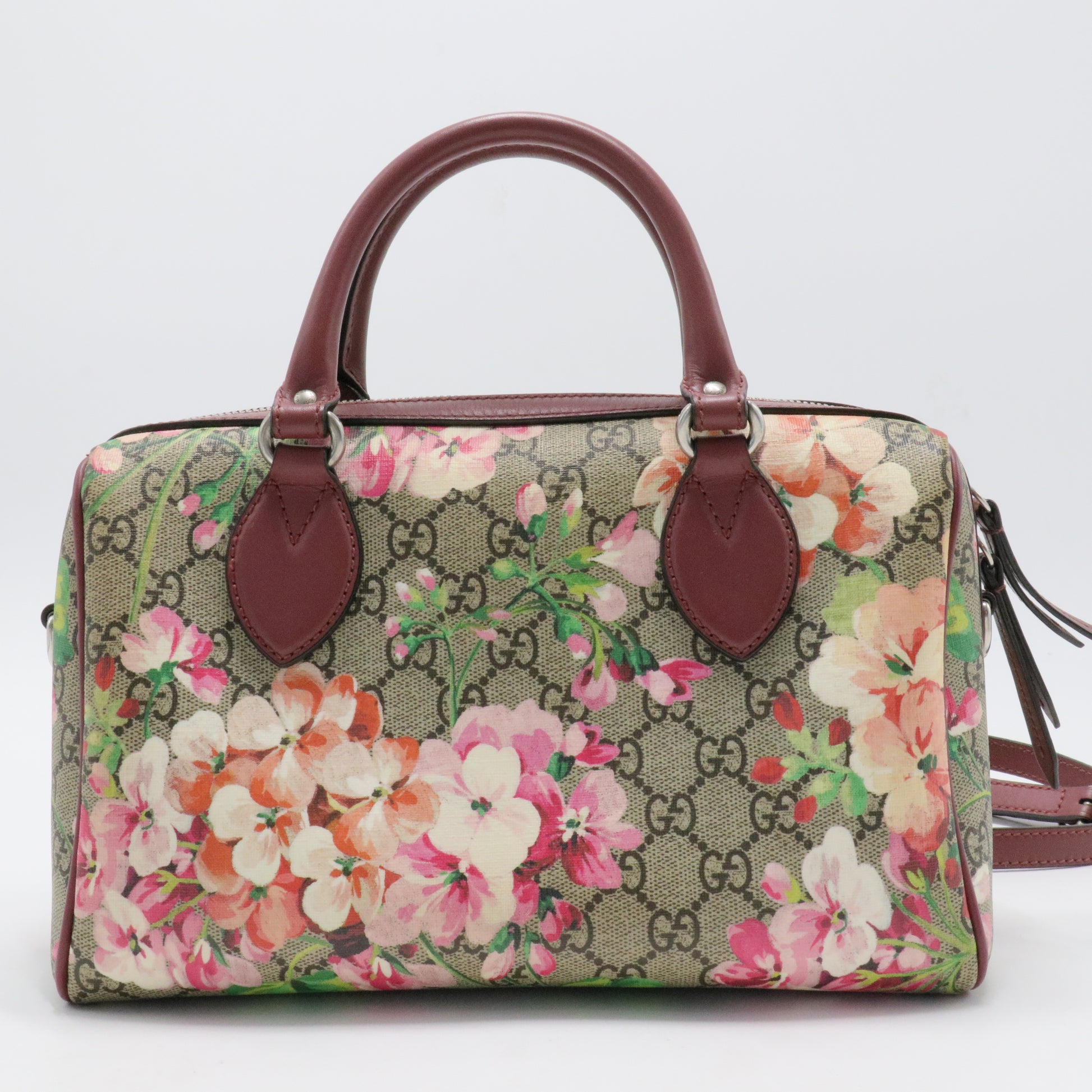 Convertible Boston Bag Blooms Print GG Coated Canvas Small