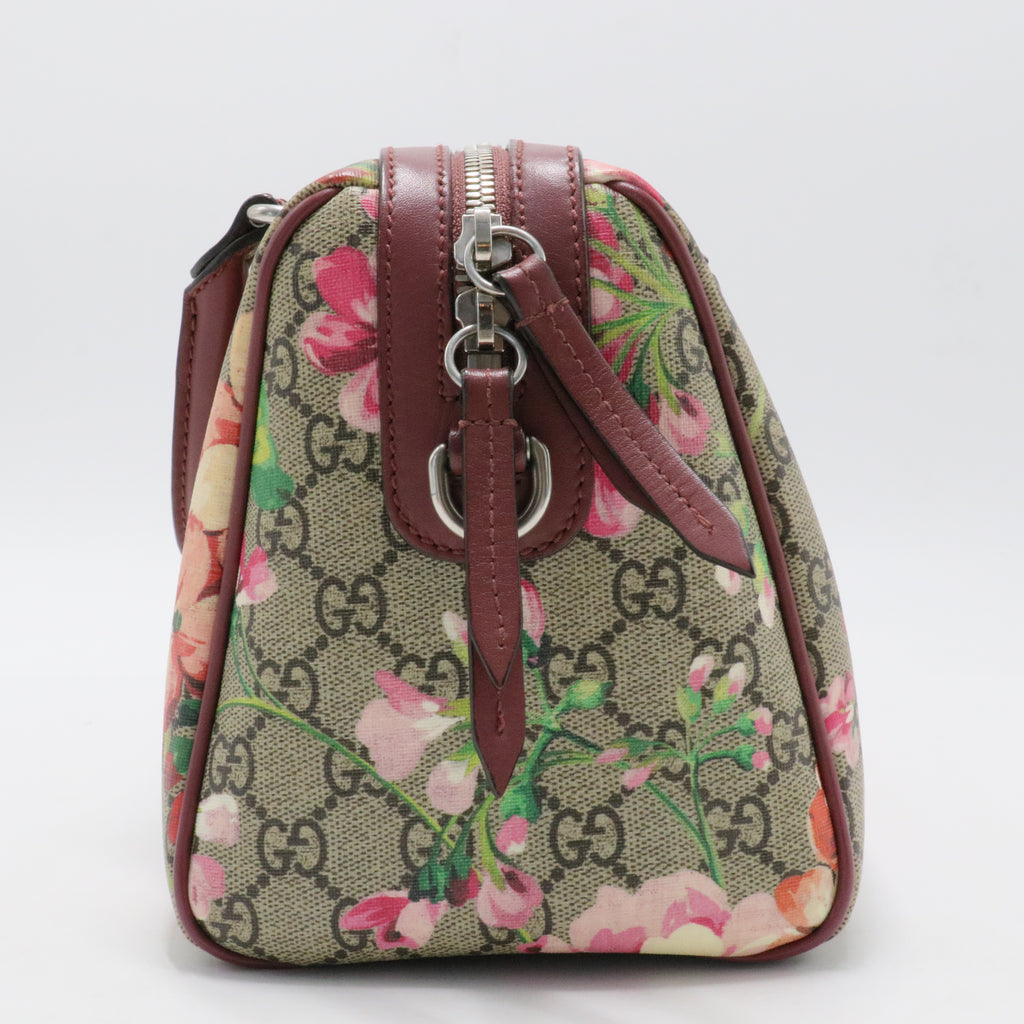 Convertible Boston Bag Blooms Print GG Coated Canvas Small