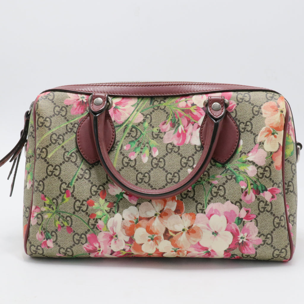 Convertible Boston Bag Blooms Print GG Coated Canvas Small