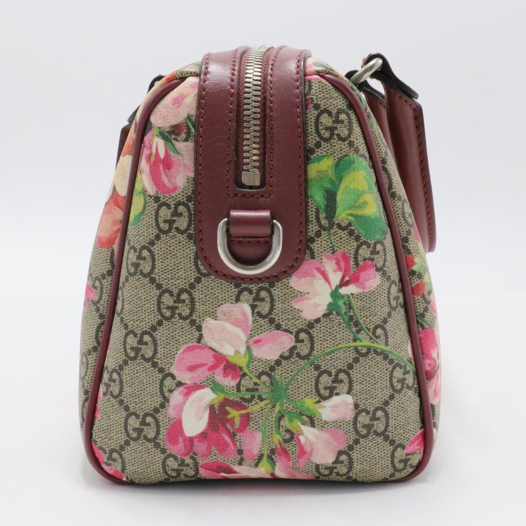 Convertible Boston Bag Blooms Print GG Coated Canvas Small