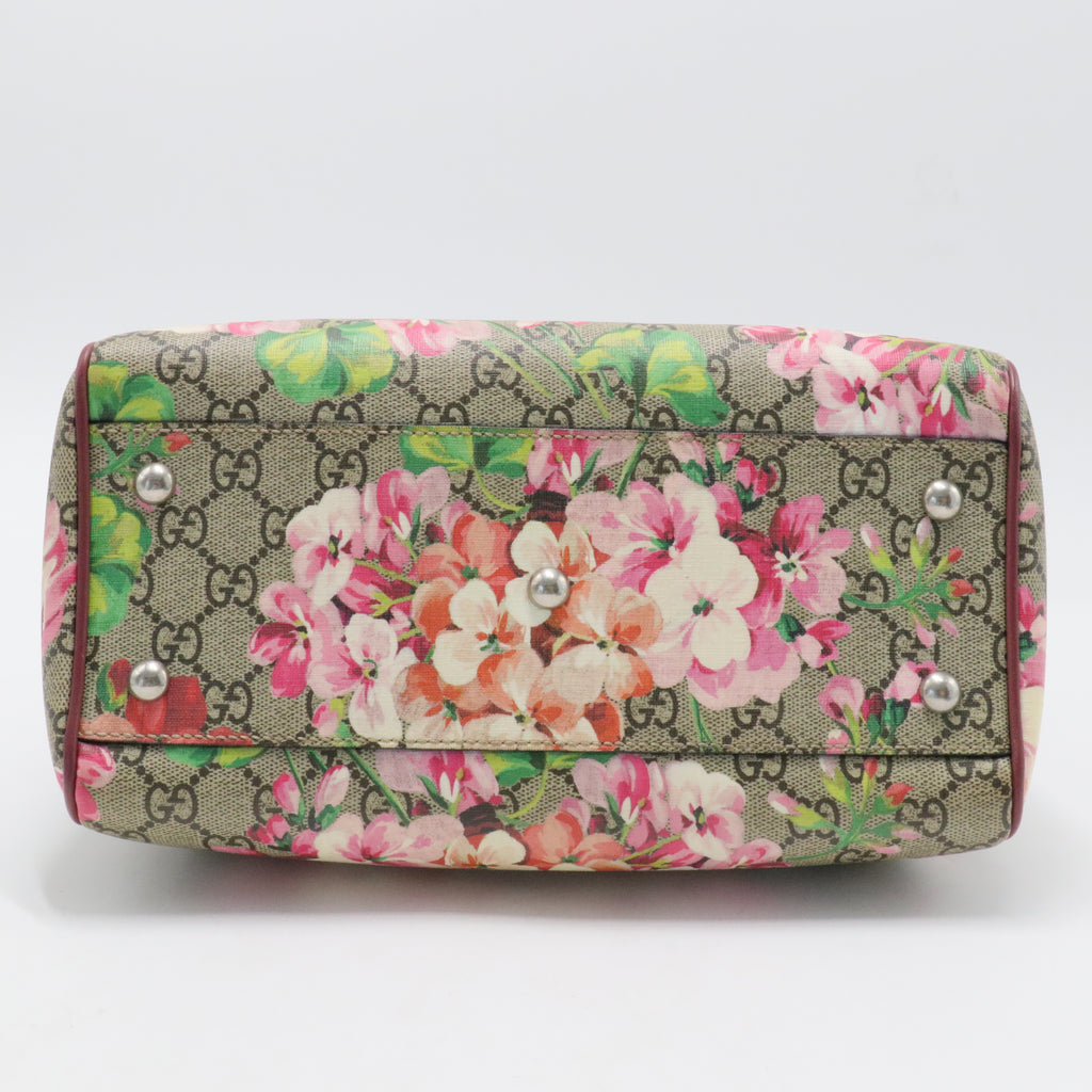 Convertible Boston Bag Blooms Print GG Coated Canvas Small
