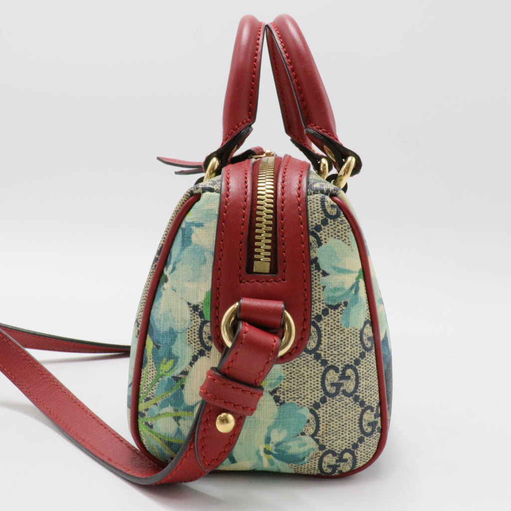 Convertible Boston Bag Blooms Print GG Coated Canvas Nano