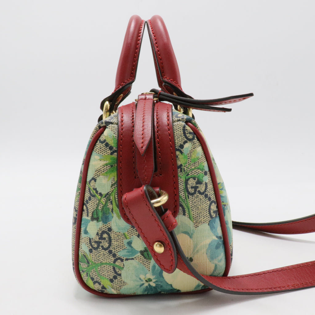 Convertible Boston Bag Blooms Print GG Coated Canvas Nano