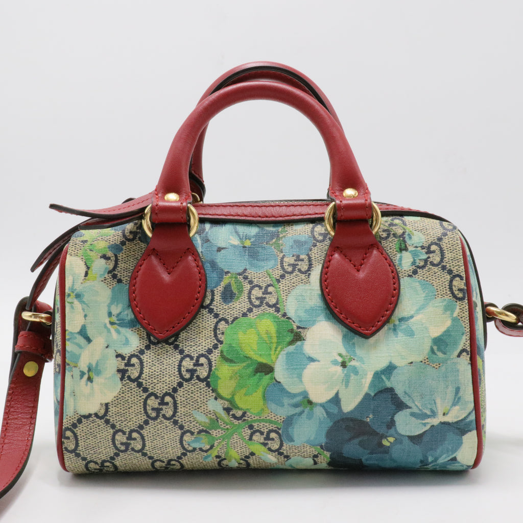 Convertible Boston Bag Blooms Print GG Coated Canvas Nano