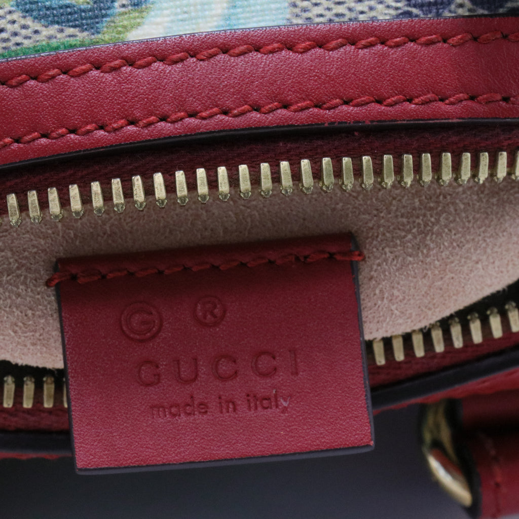 Convertible Boston Bag Blooms Print GG Coated Canvas Nano