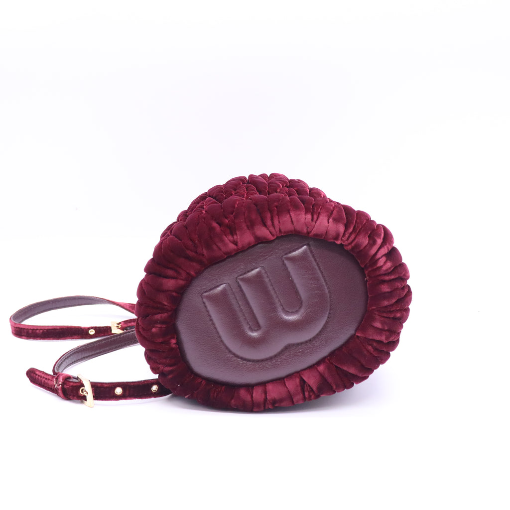 Miu Miu Velluto Matelasse Bucket Bag Bordeuax B21604