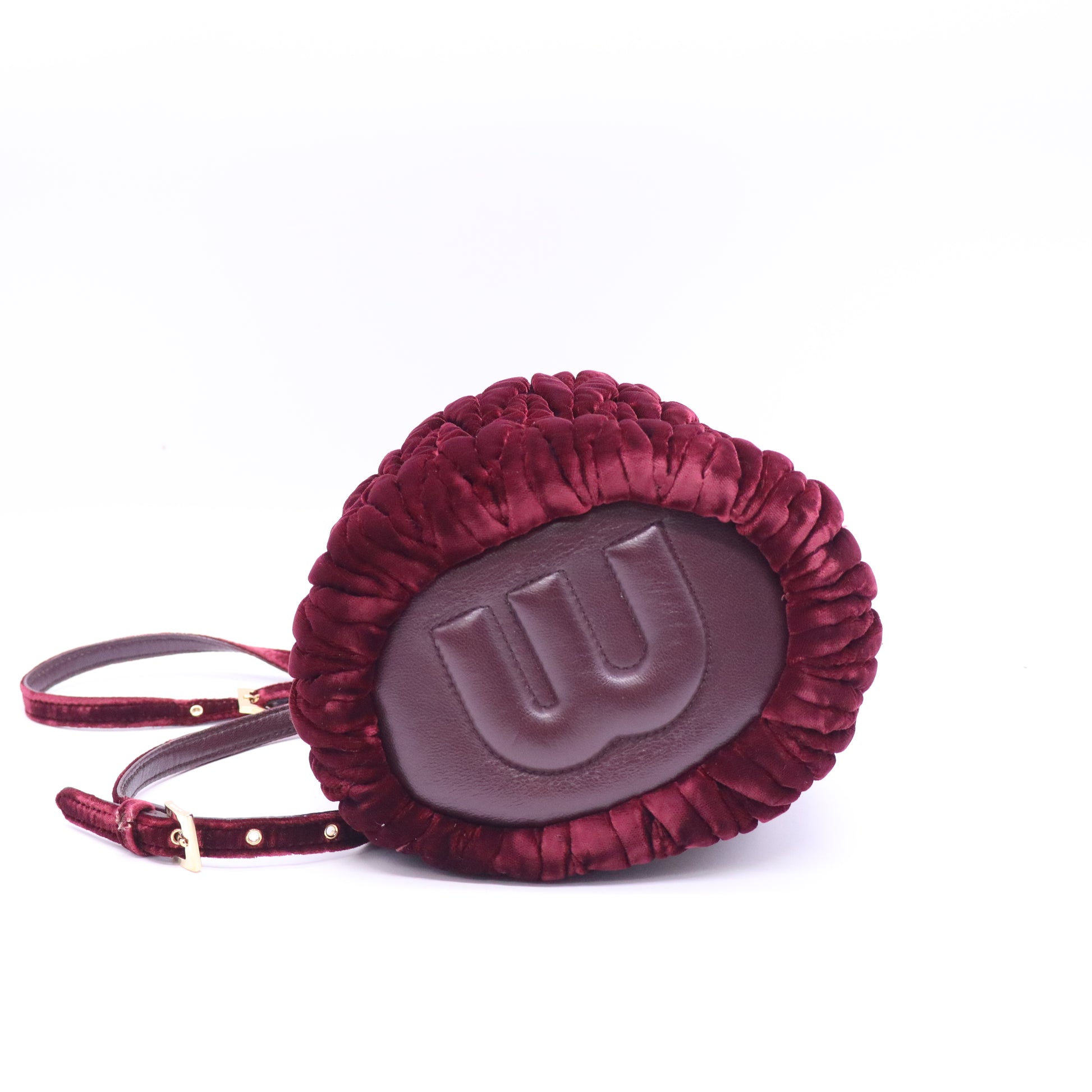Miu Miu Velluto Matelasse Bucket Bag Bordeuax B21604