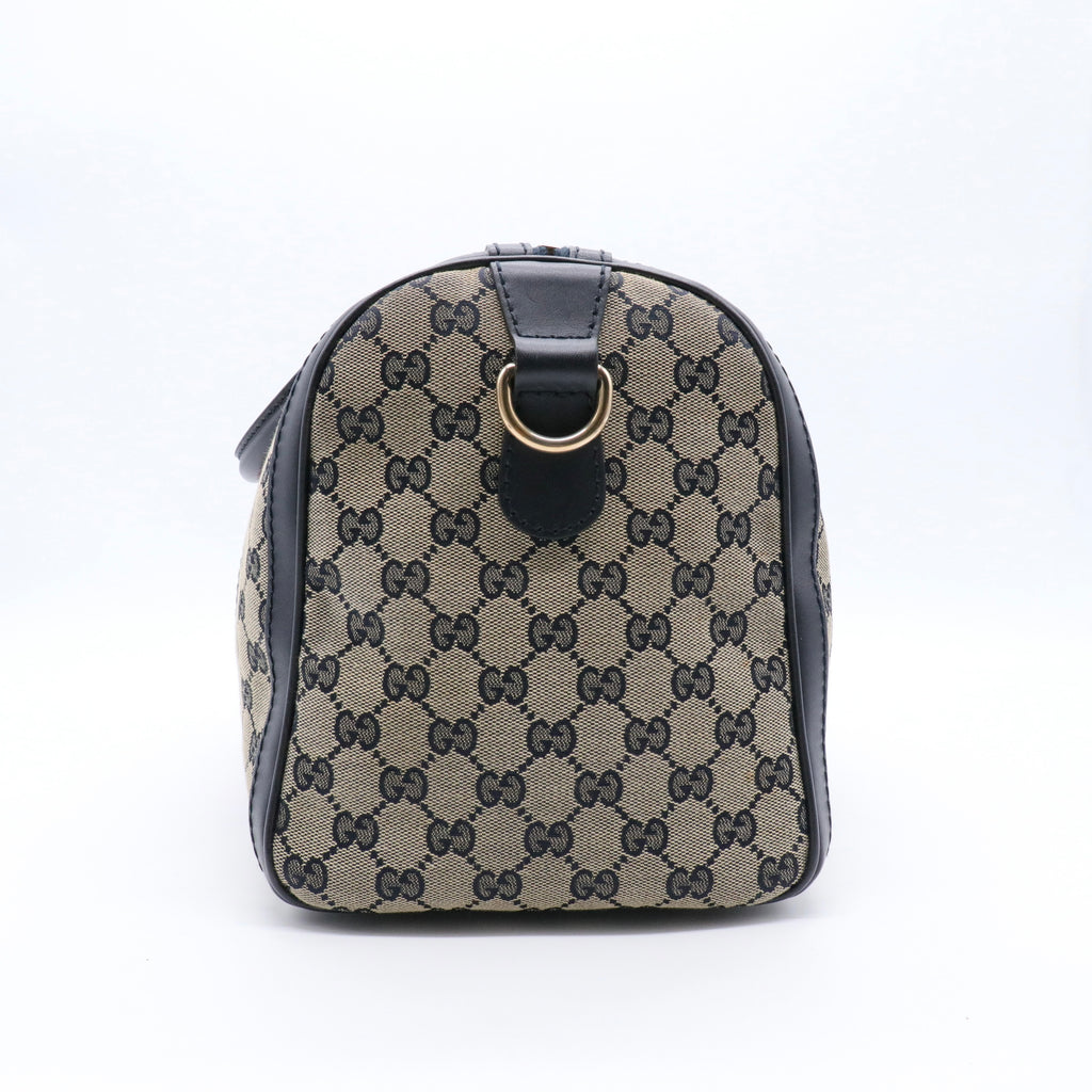 Monogram Selleria Calfskin Vintage Web Medium Boston Beige Blue