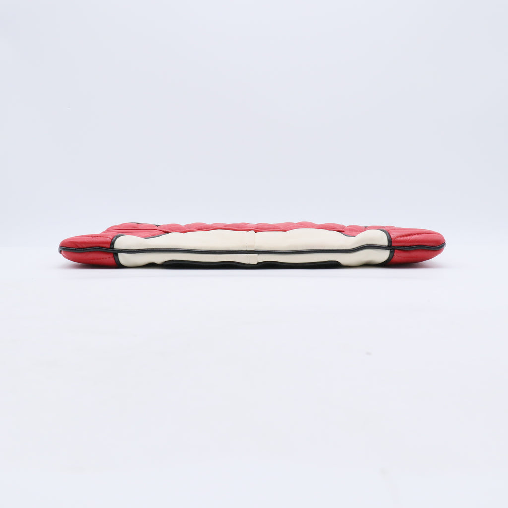 Miu Miu Nappa Biker Bicolor Quilted Leather Clutch / Pouch W21195