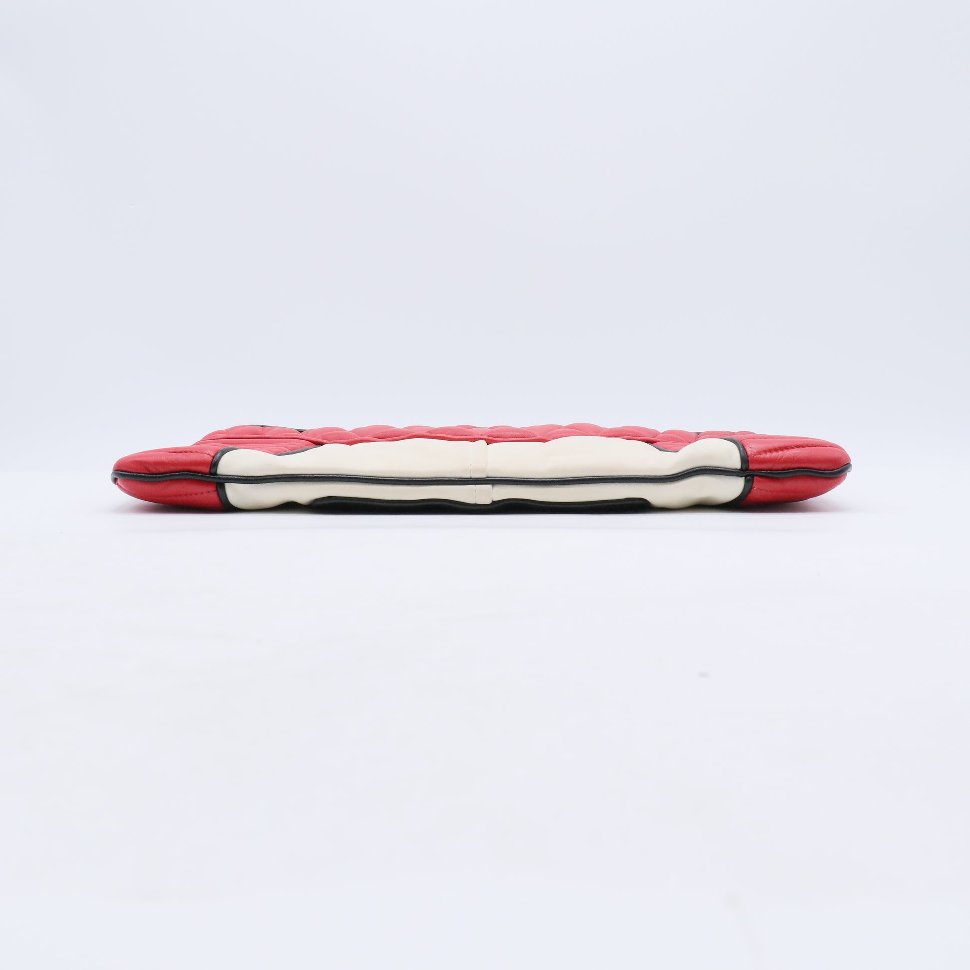 Miu Miu Nappa Biker Bicolor Quilted Leather Clutch / Pouch W21195