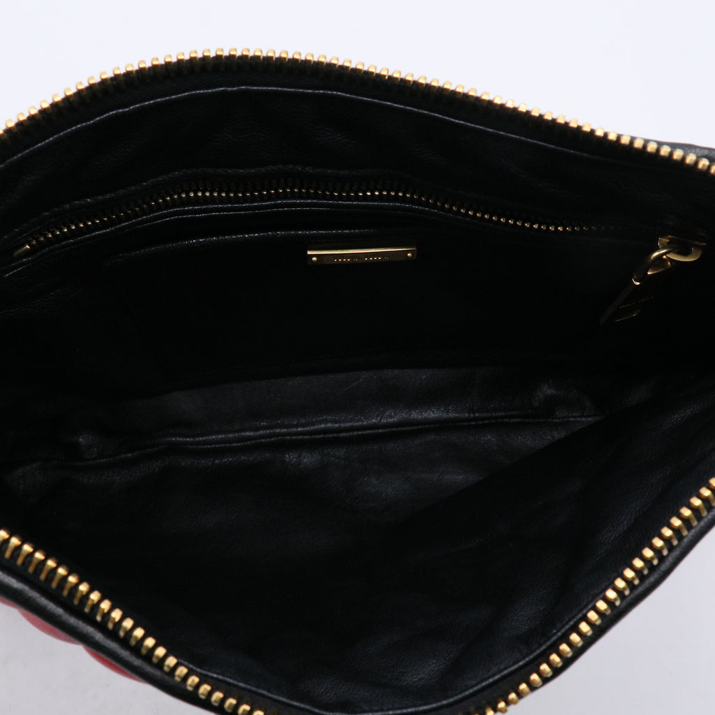 Miu Miu Nappa Biker Bicolor Quilted Leather Clutch / Pouch W21195
