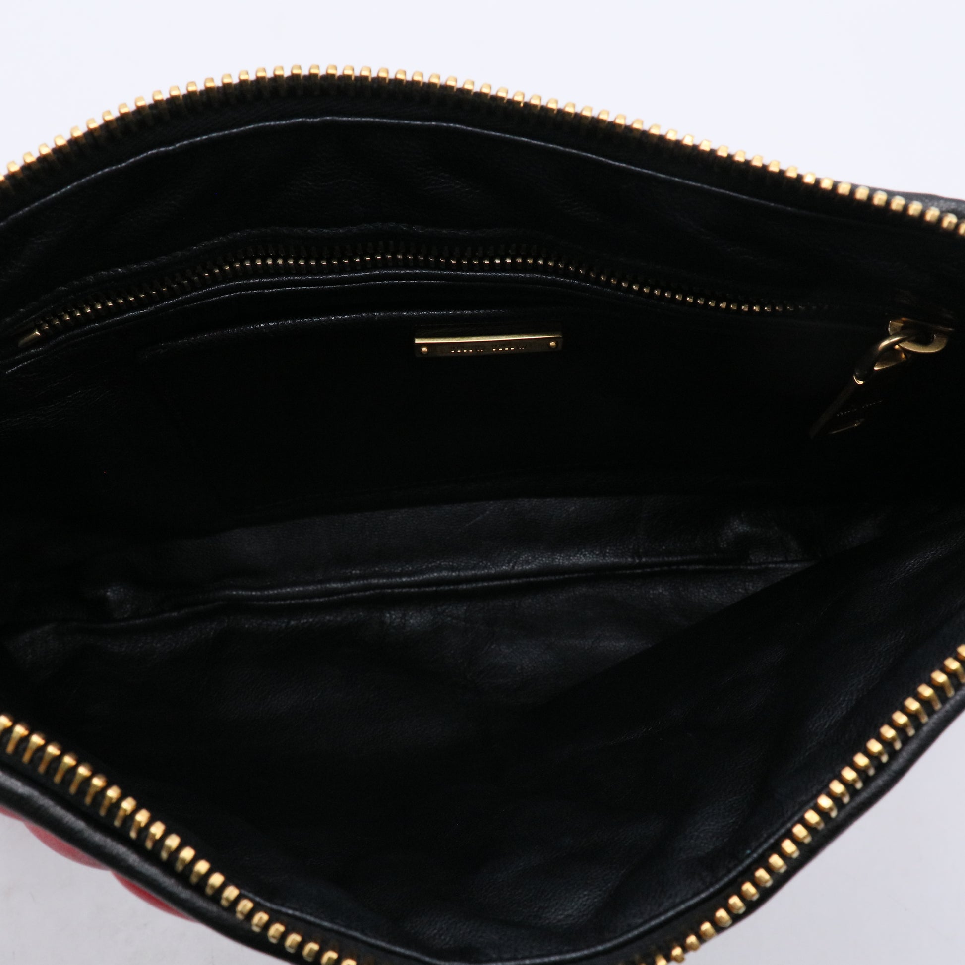 Miu Miu Nappa Biker Bicolor Quilted Leather Clutch / Pouch W21195