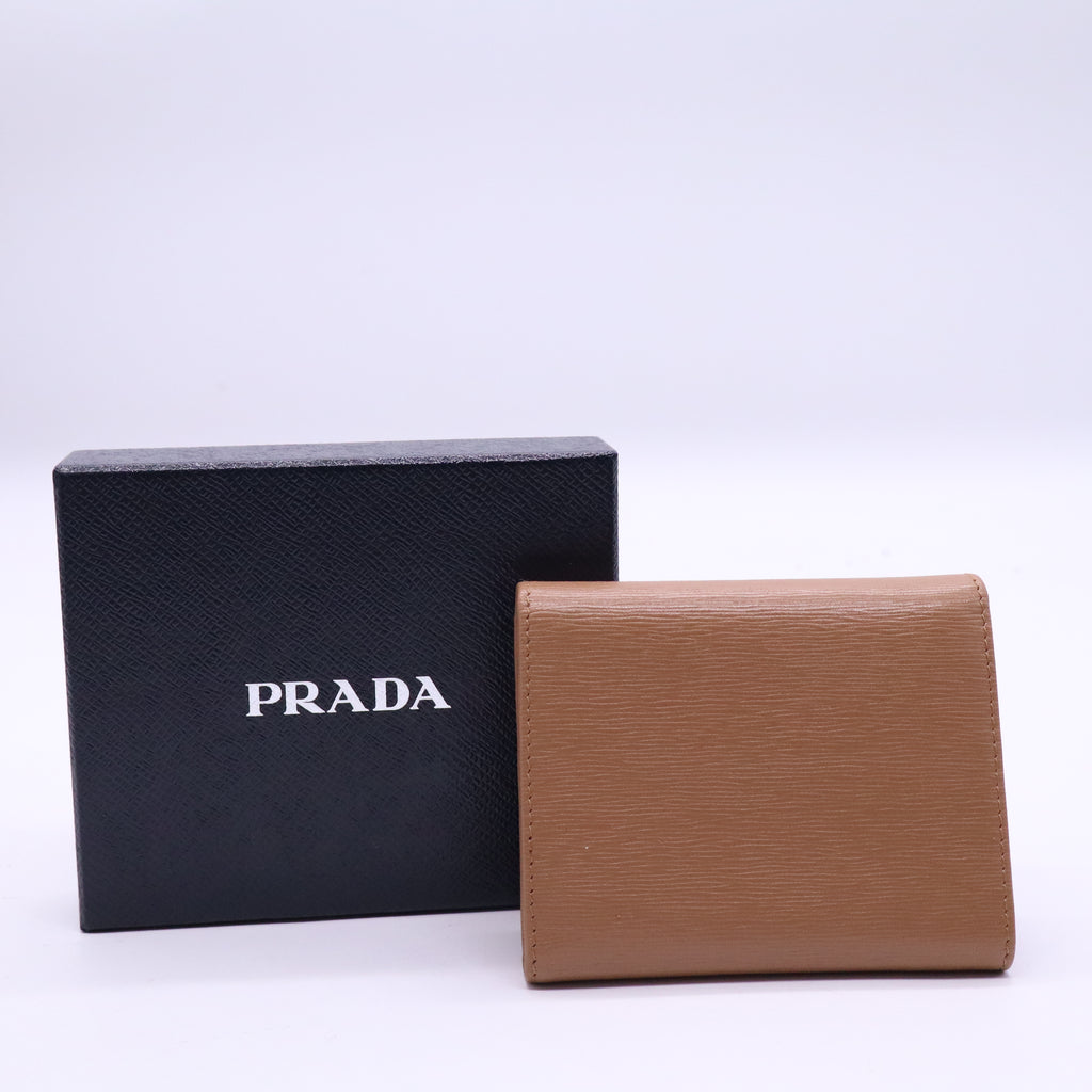 Prada Tan Vittello Move Leather Trifold Wallet Prada Twins LDJ3886
