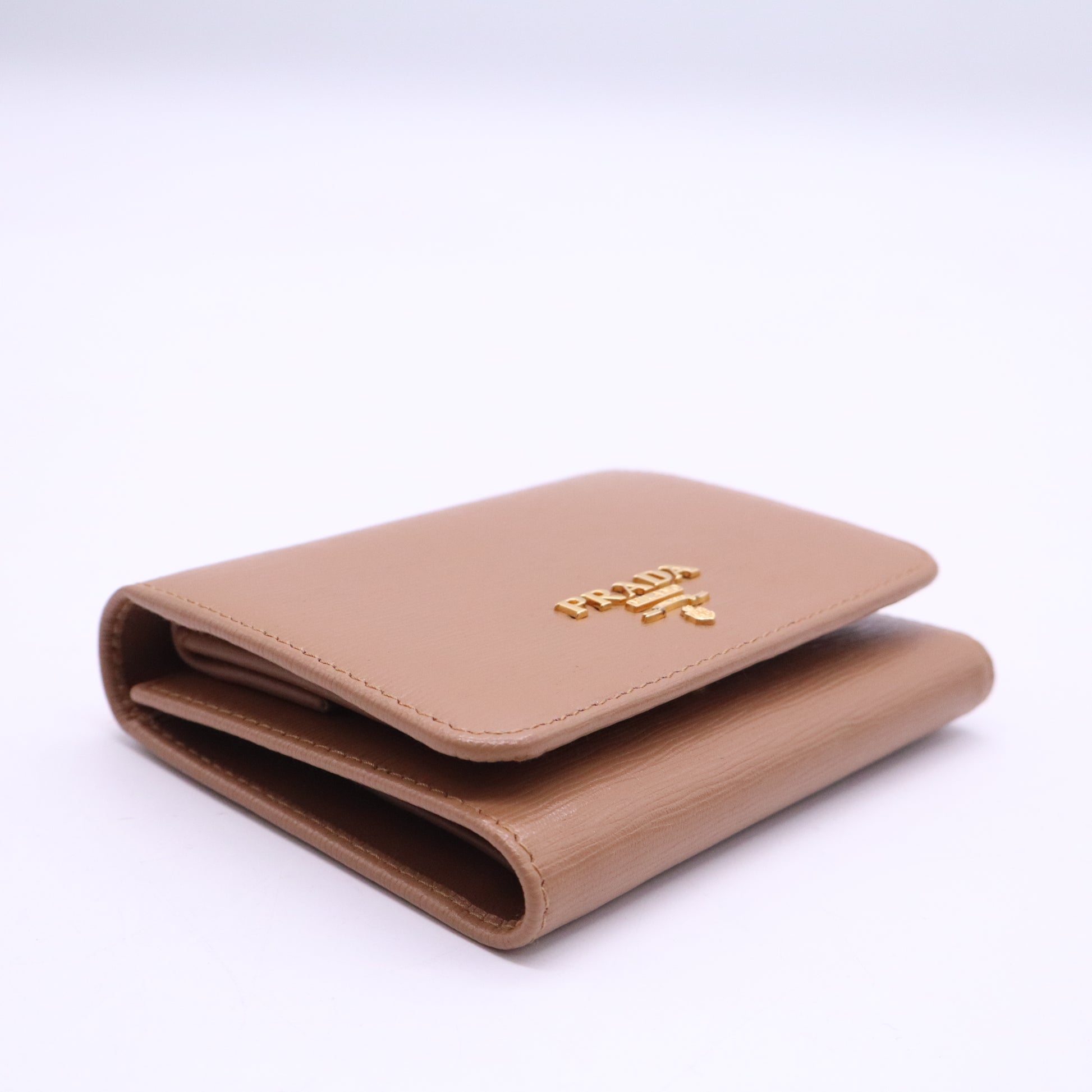 Prada Tan Vittello Move Leather Trifold Wallet Prada Twins LDJ3886