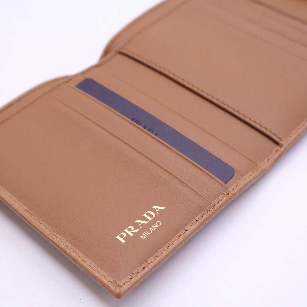 Prada Tan Vittello Move Leather Trifold Wallet Prada Twins LDJ3886