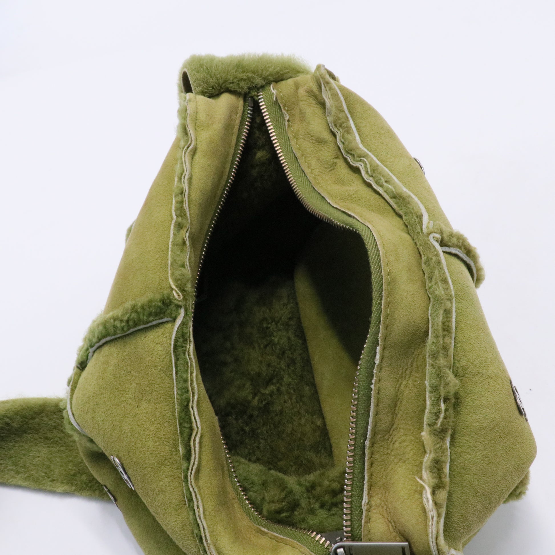 CC Logo Shoulder Bag Shearling and Suede Small