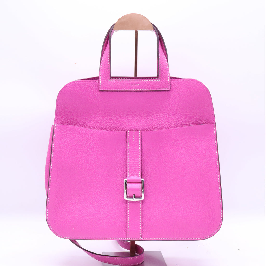 Hermes Taurillon Clemence Halzan 31 GM Magnolia twins B21462