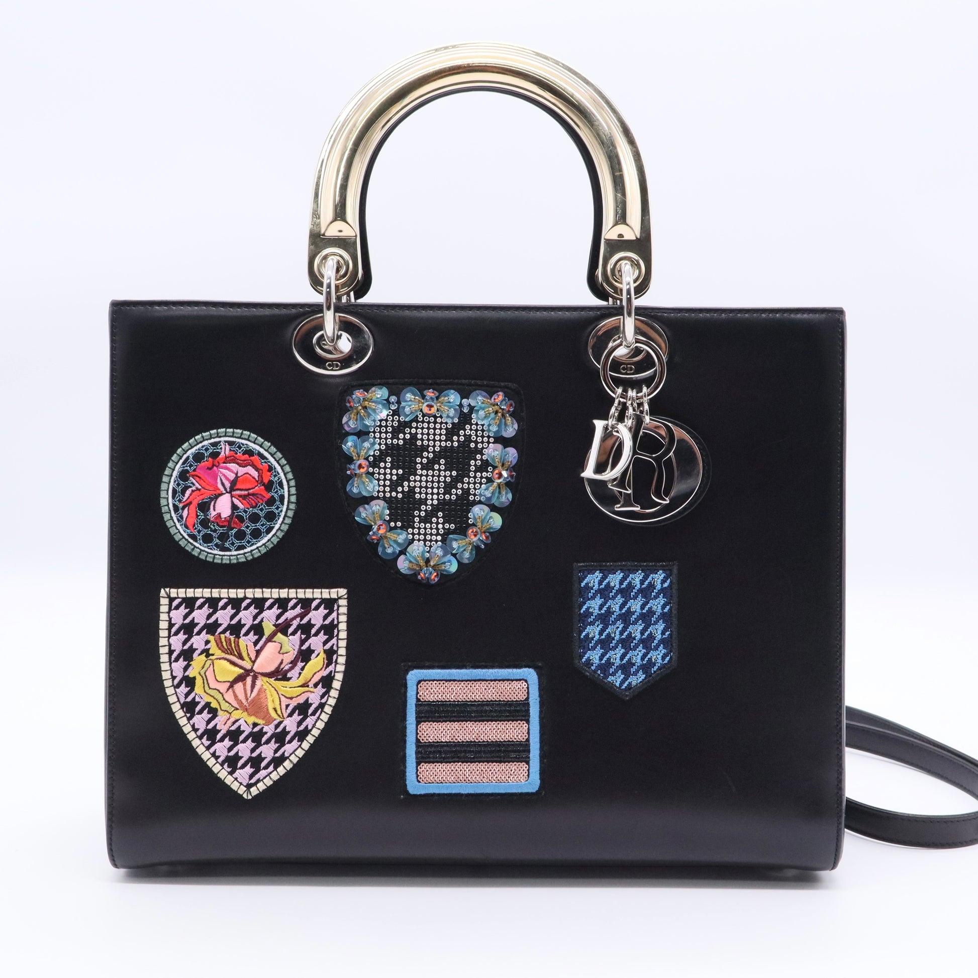 Lady Dior Bag Patch Embellished Leather Large TWINS B20085